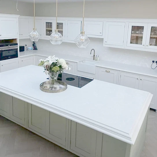 White Quartz Kitchen Island